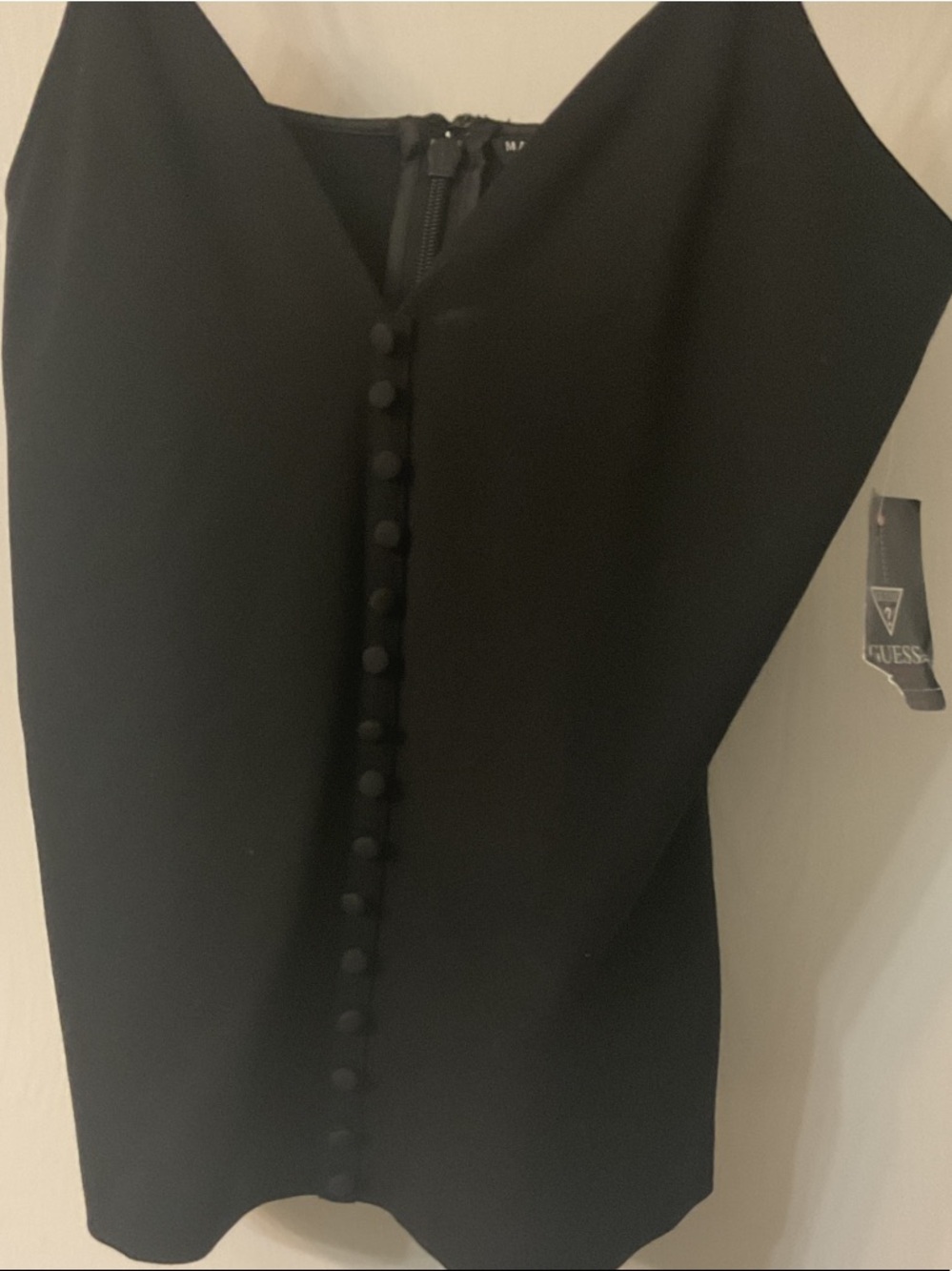 Marciano Black Button-Front Spaghetti Strap Camisole - Picture 2 of 4